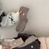 Winter Thickened Wool Mid-calf Socks, Heart-embroidered Pile Women's Socks, Double-needle Wool Socks