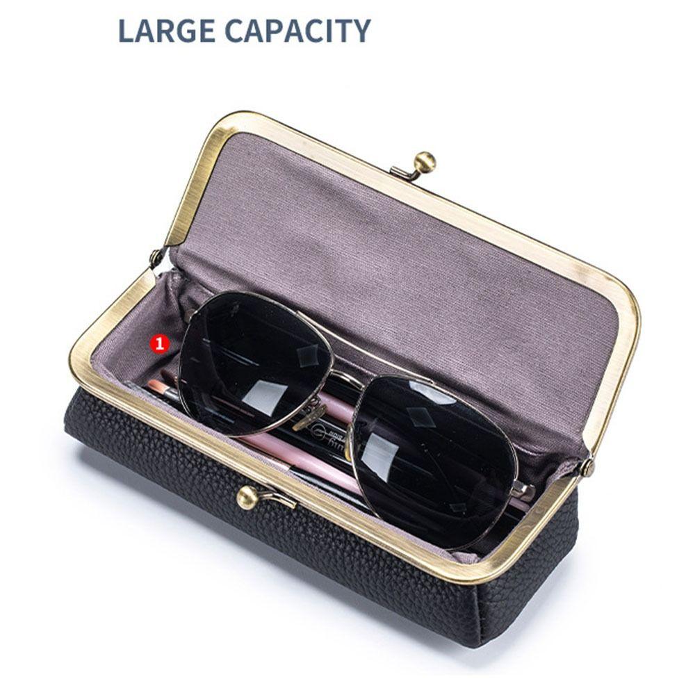 Automatic Closing Glasses Boxes Holder Genuine Leather Eyebrow Pencil Case for Students