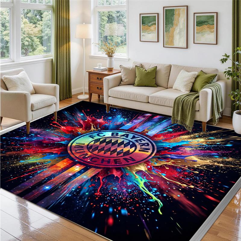 Bayern Munich Design Crystal Velvet Rug Soft Decorative Mat for Bedroom Entrance