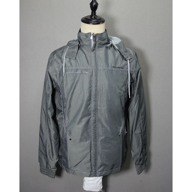 

Men s Spring/Fall Portable Outdoor Hooded Windcheater Gray Blue M