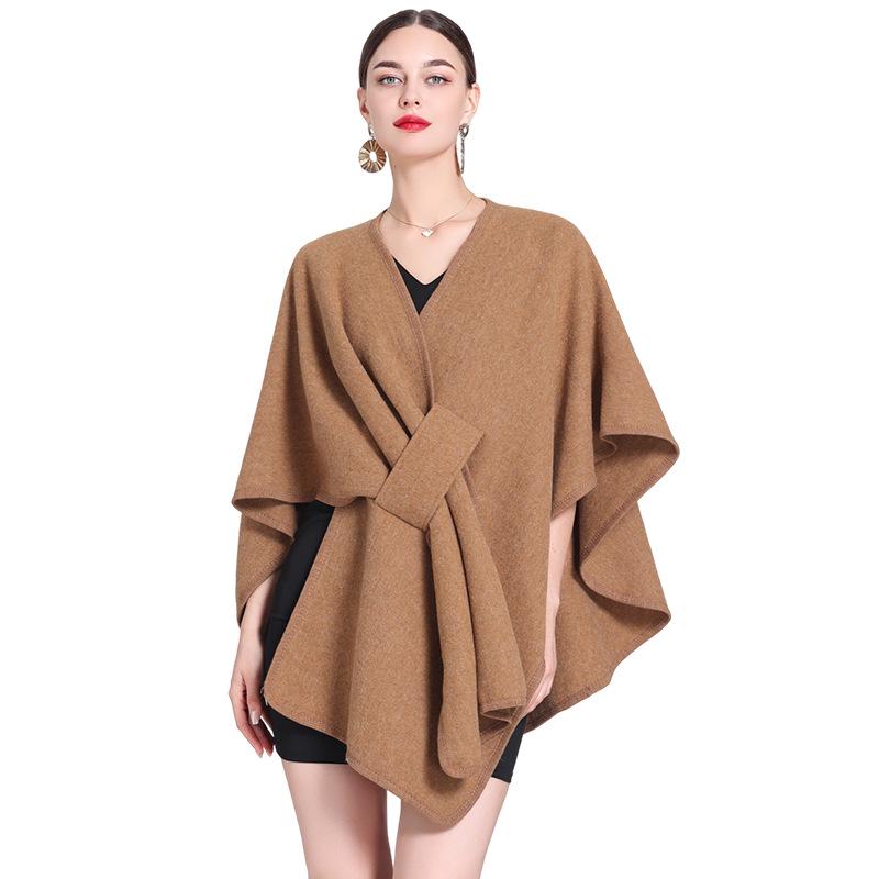 Autumn & Winter Fashion Scarf Shawl Cape: Plus Size Knit Cardigan Cloak Jacket for Women