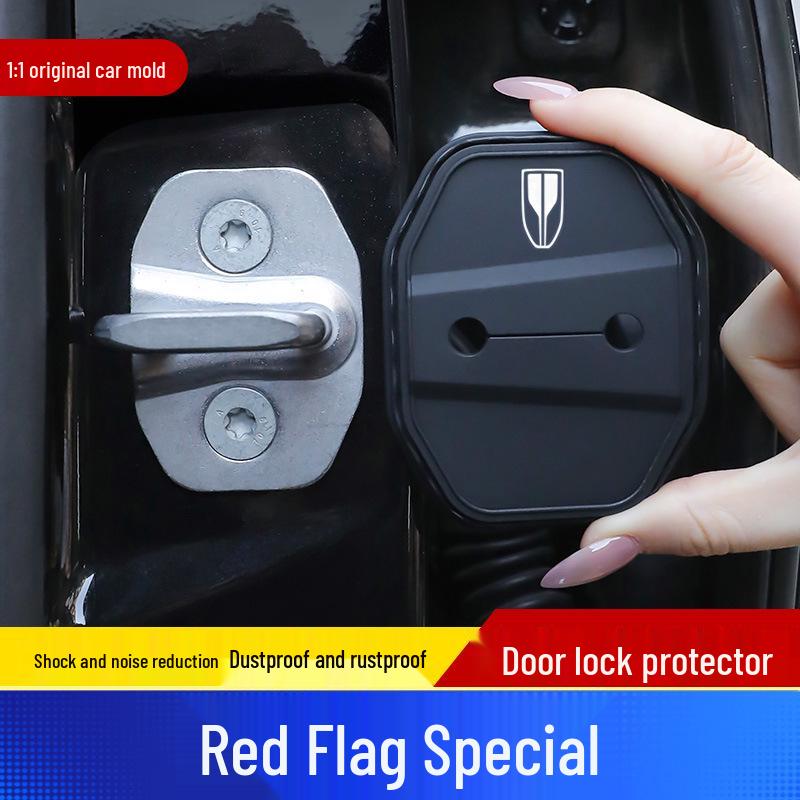 Compatible with Hongqi H6/H5/H9/HS5/HS7/HS9: Car Door Shock Absorption & Rust Prevention Silicone Buffer Lock Cover.