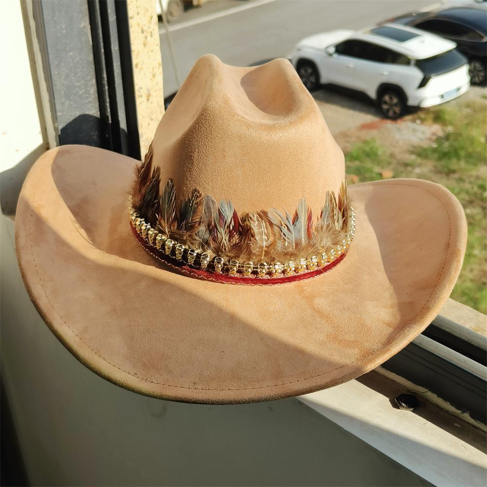 New Handmade Belt Suede Western Cowboy Hat Wide Brim Cowgirl Hat Party Hat Stage Hat Cattleman Knight Hat