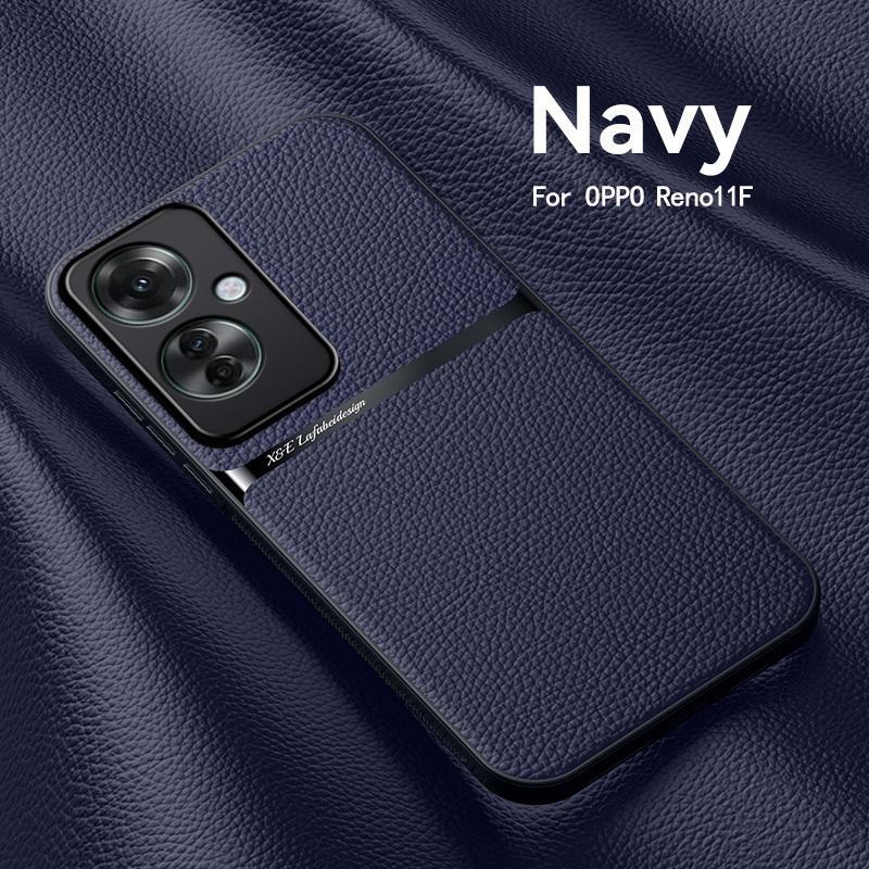 Reno11F 5G Case Car Magnetic Holder Leather Back Cover For OPPO Reno 11F 11 F Reno11 F 5G CPH2603 Soft Silicone Shockproof Coque