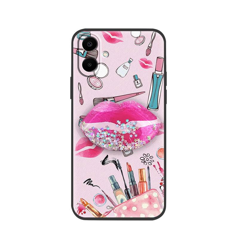 Fashion Design Dirt-resistant Phone Case For Samsung Galaxy A07 Glitter Soft Case Rotatable Stand Skin Feel Silicone TPU