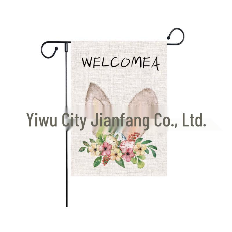 Easter Farmhouse Double-Sided Outdoor Linen Flag