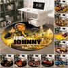 1 Stück Johnny Hallyday CD Schallplatte Runder Teppich Bemalt Bedruckter kreisförmiger Teppich, Haustür-Fußmatte, Outdoor-Reise-Schutzteppich