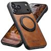 360 Rotating Magnetic Kickstand Waxed Grain Leather Phone Case for IPhone 17 Pro Max 16 15 14 13 12 Shockproof for Magsafe Cover