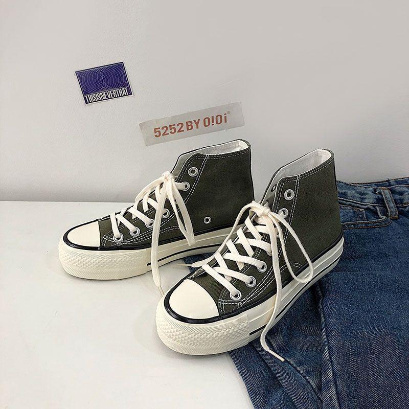 Thick-soled 1970 high-top canvas shoes women's versatile student cloth shoes 2025 new retro Harajuku board shoes white shoes