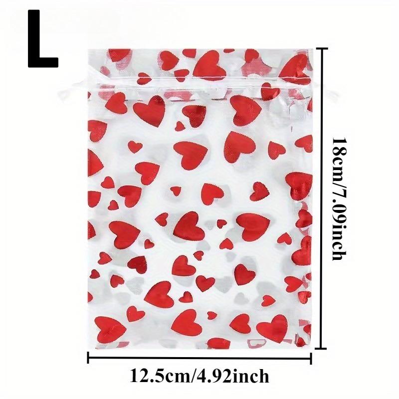 Valentines Day Organza Bags Heart Drawstring Organza Bag Candy Jewelry Valentine's Day Wedding Party Gift Packaging Bags