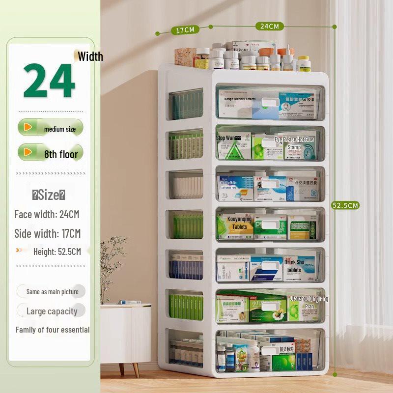 Large Capacity Family Medicine Storage Organizer Drawer Type Cabinet