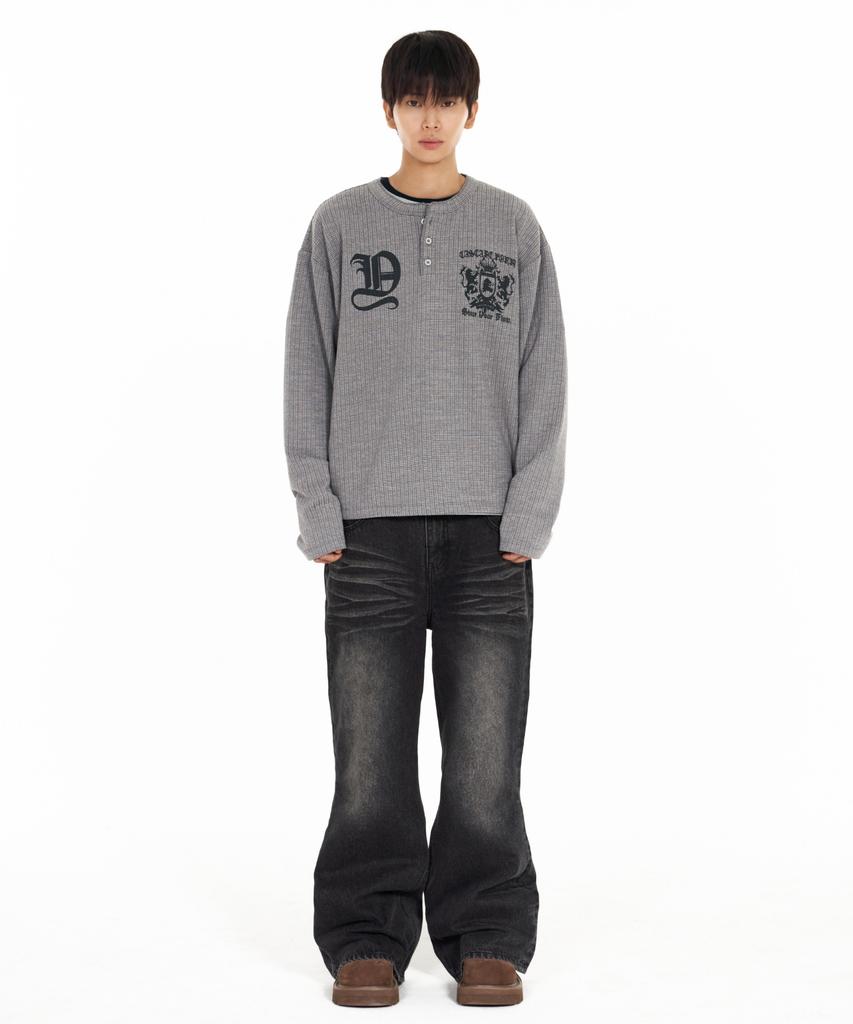 IDWS Shape Henley Neck Long Sleeve Gray