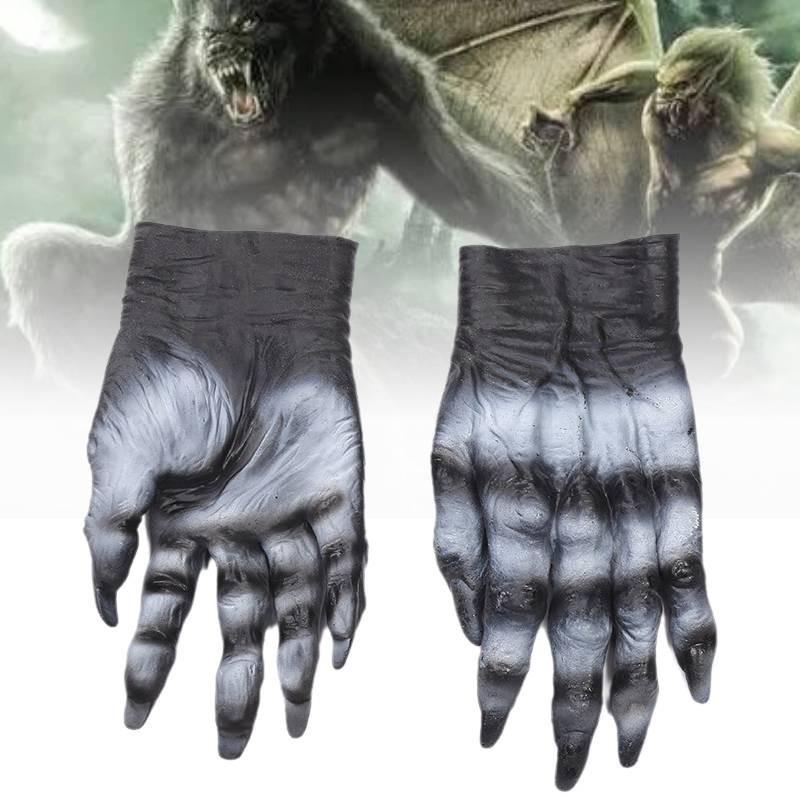 Realistic Bloody Zombie Gloves Halloween Cosplay Scary Party Props Yellow Latex