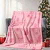 1pc Pink Christmas Tree Bows & Hearts Flannel Blanket Soft Warm All-Season Machine Washable Gift for Home Travel Car Office