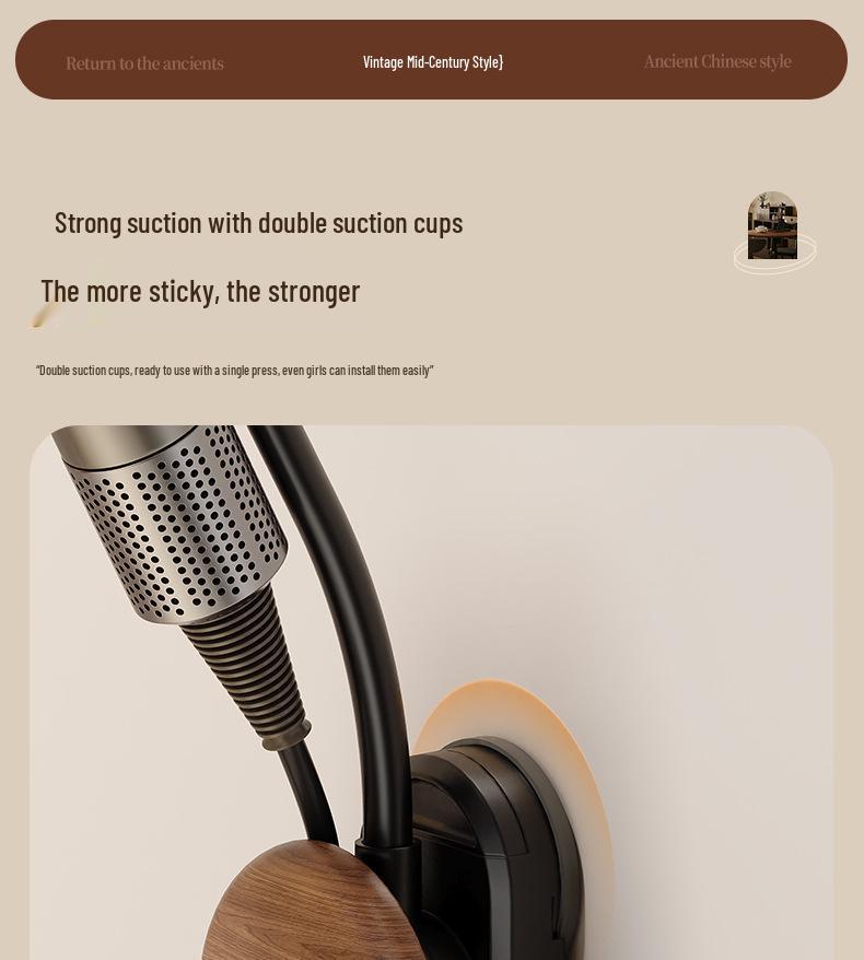 Suction Cup Hair Dryer Wall Mount - No-Drill Holder for Bathroom