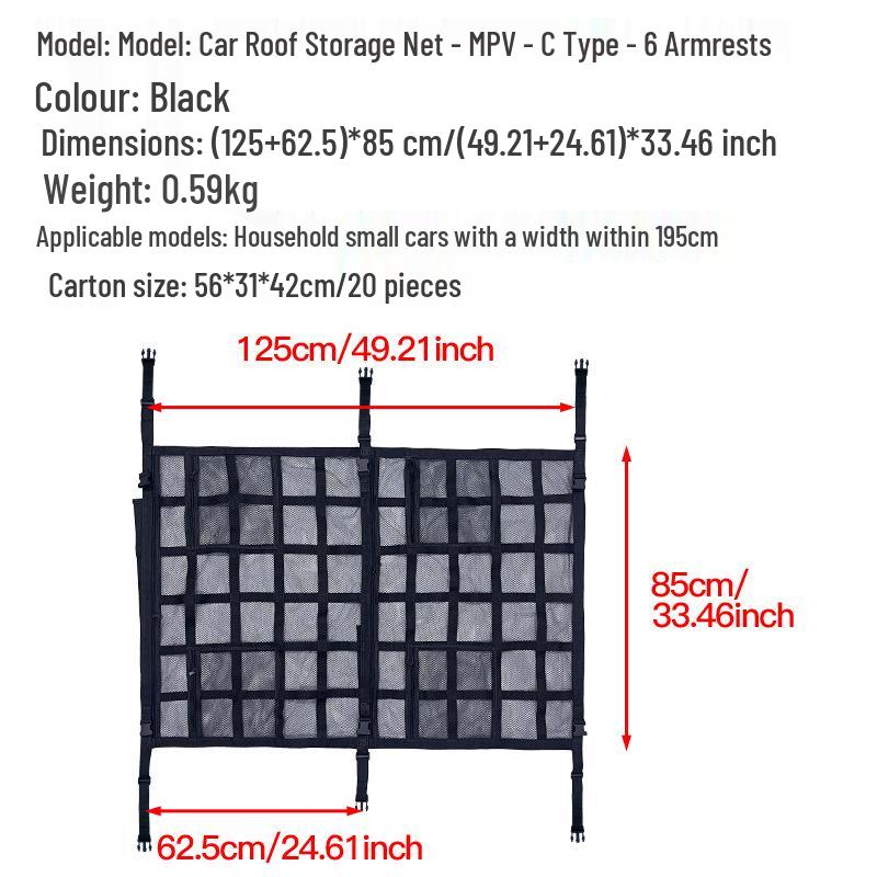 Car Interior Roof Storage Mesh Bag - Car Roof Storage Net Organize