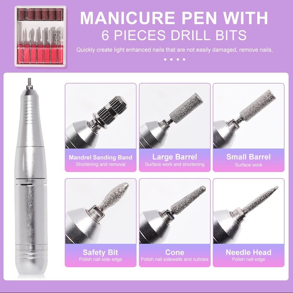 45000RPM Portable Electric Nail File Machine Nail Polishing Tool Rechargeable Professional Manicure Drill Kit