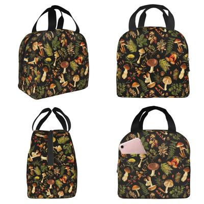 Thanksgiving Mushrooms Harvest Botanical Night Garden Insulated Lunch Bag for Women Office Cooler Thermal Food Box Tote Portable