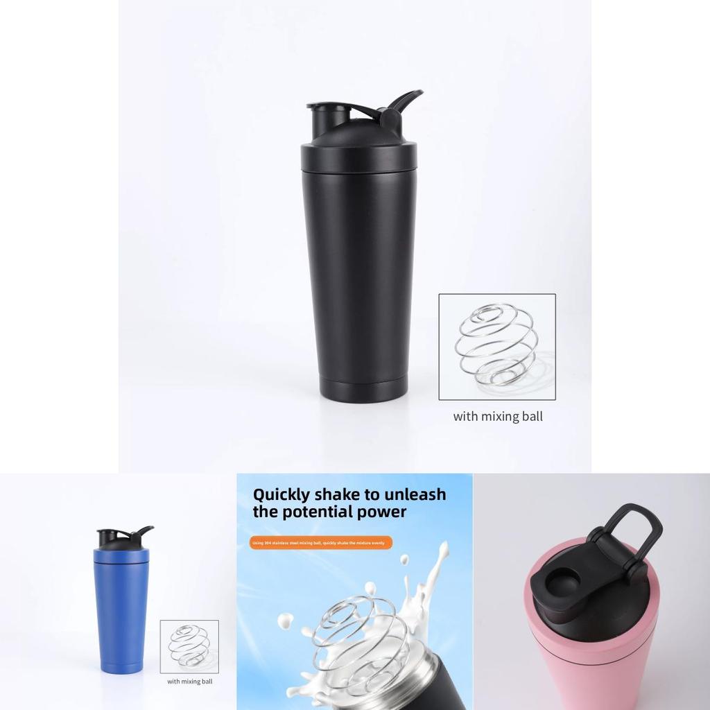 Double Layer Stainless Steel Shaker Bottle With Mixer Ball For Fitness Enthusiasts