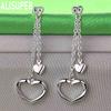 925 Sterling Silver Sweet And Cool Double Heart Tassel Earrings - Stylish Evening Jewelry