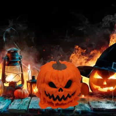 Scary Halloween Melting Pumpkin Candy Bowl with Lid Reusable Sancks Holder Melting Skull Serving Bowl Table Decoration