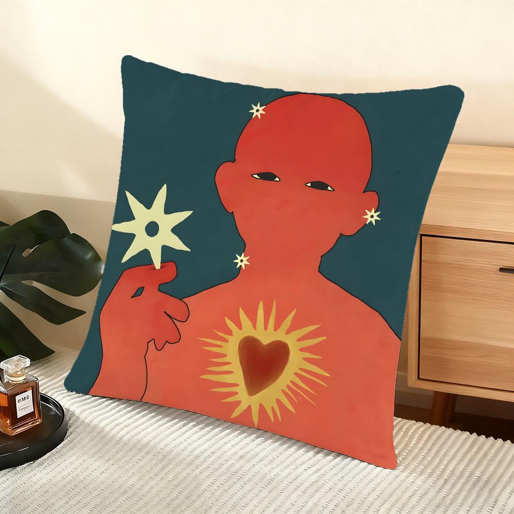 Mexico Artist Susan Cushion Cover Silky Short Plush Home Sofa Cushion Cover - Invisible Zipper Home Decoration
