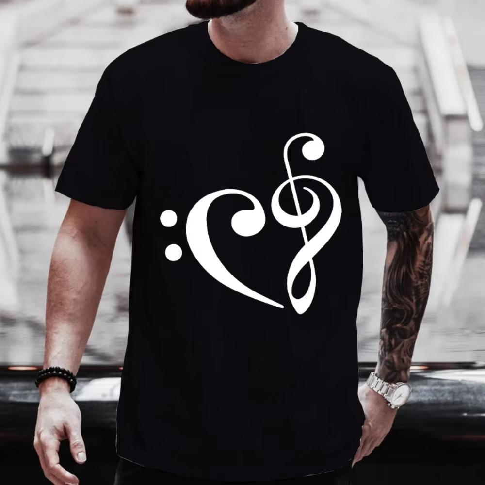 Men Women T-Shirts Summer Harajuku We Heart Music Printed Short Sleeve Tees Couple Streetwear Loose Clothes Y2K Streetwear Tops