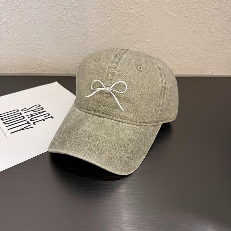 Retro gewaschene Schleife Baseballkappe Damen Sommer neuer Hut graue Kappe