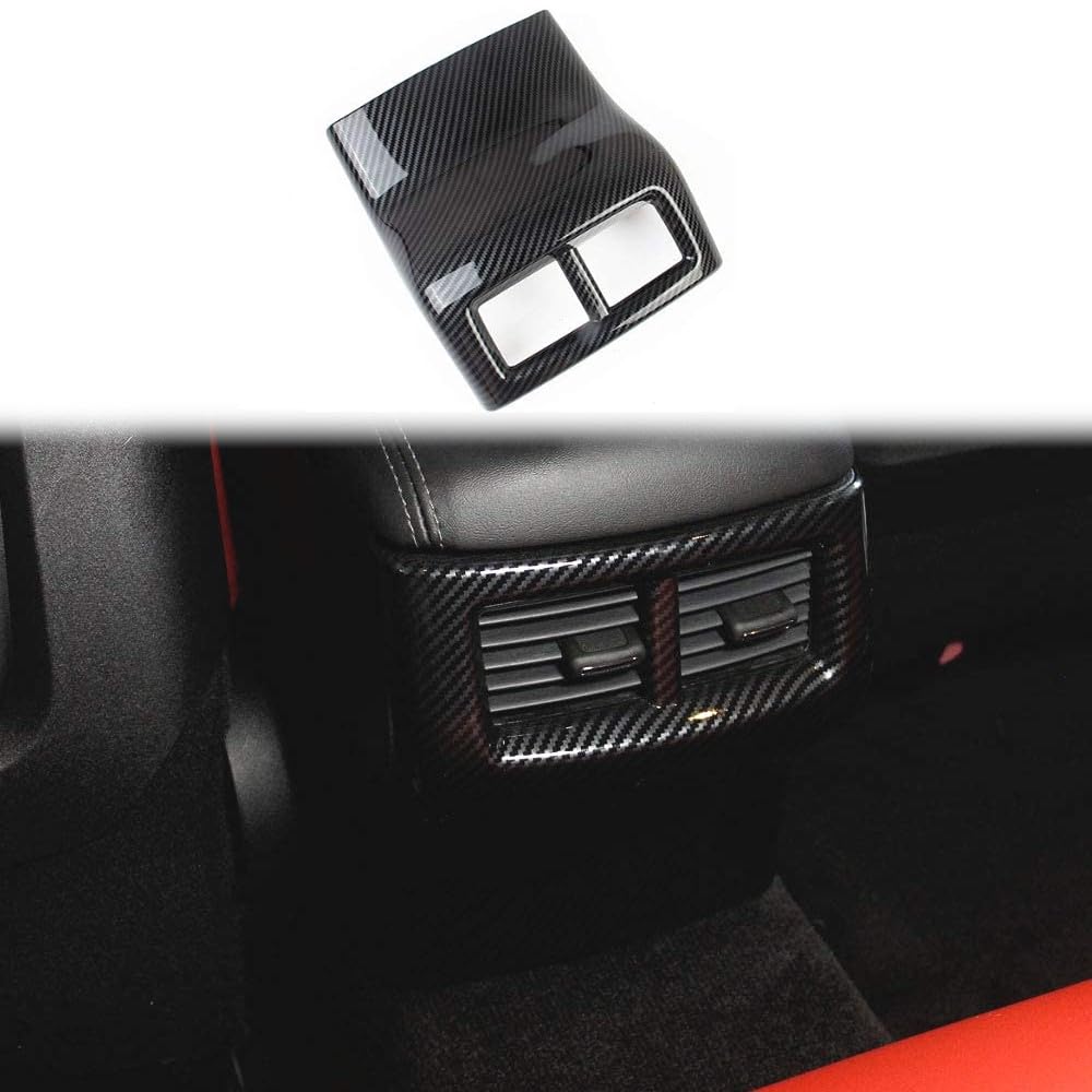 Carbon Fiber Look Armrest Box Rear Air Conditioning AC Vent Air Outlet Cover Trim Accessories for Dodge Challenger 2015+ QA1