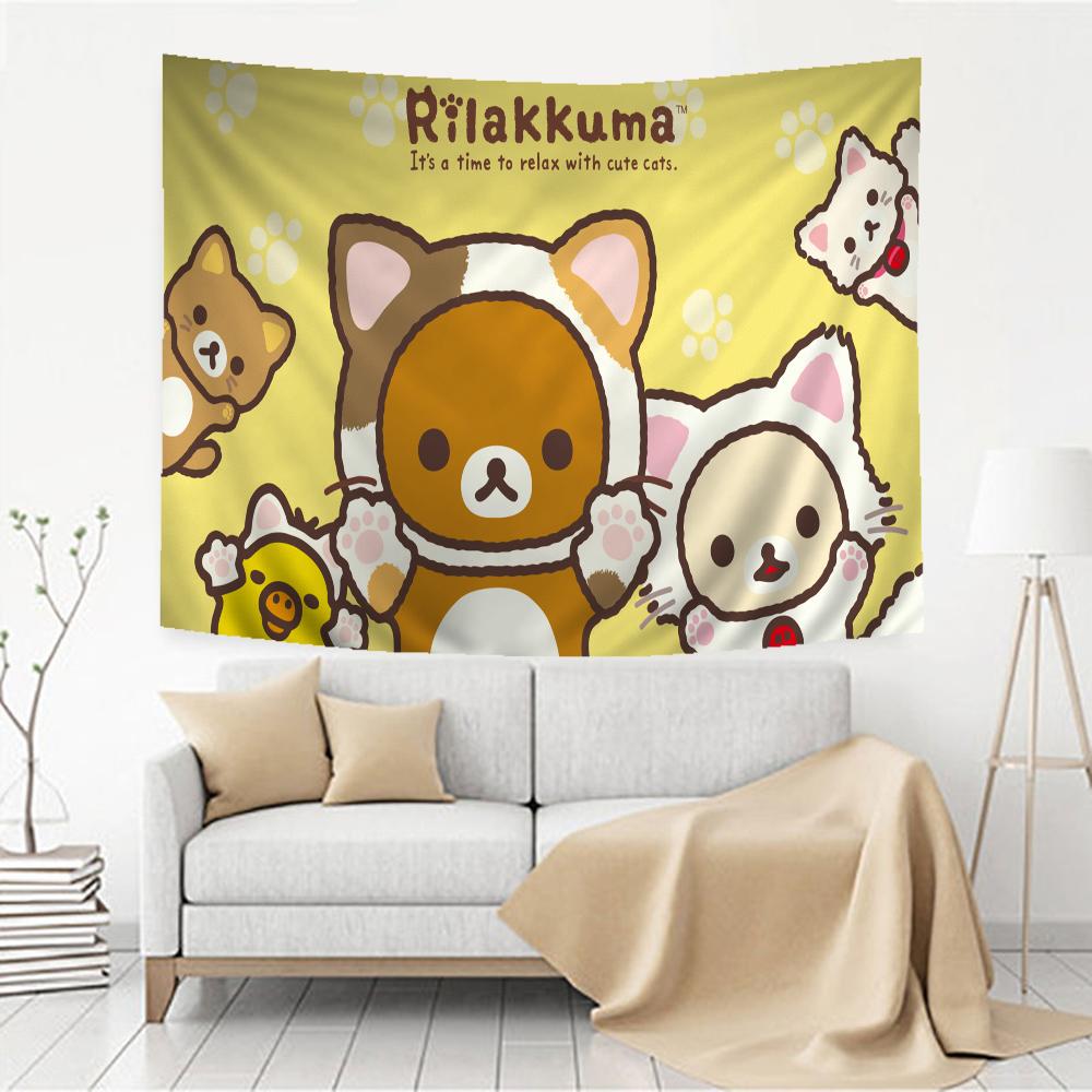 Kawaii Rilakkuma Bear Hippie Wall Hanging Tapestries for Living Room Home Dorm Decor Art Home Decor
