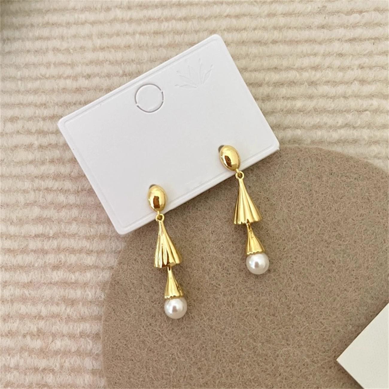 

ANENJERY Геометрические серьги-подвески с имитацией жемчуга Wind Chime для женщин, ретро, элитные, нишевые, темпераментные, легкие, роскошные серьги, ювелирные подарки золотой