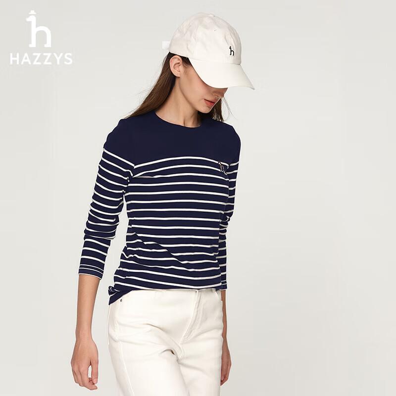 HAZZYS Women s Striped College Casual Long Sleeve T-Shirt S 155/80A36