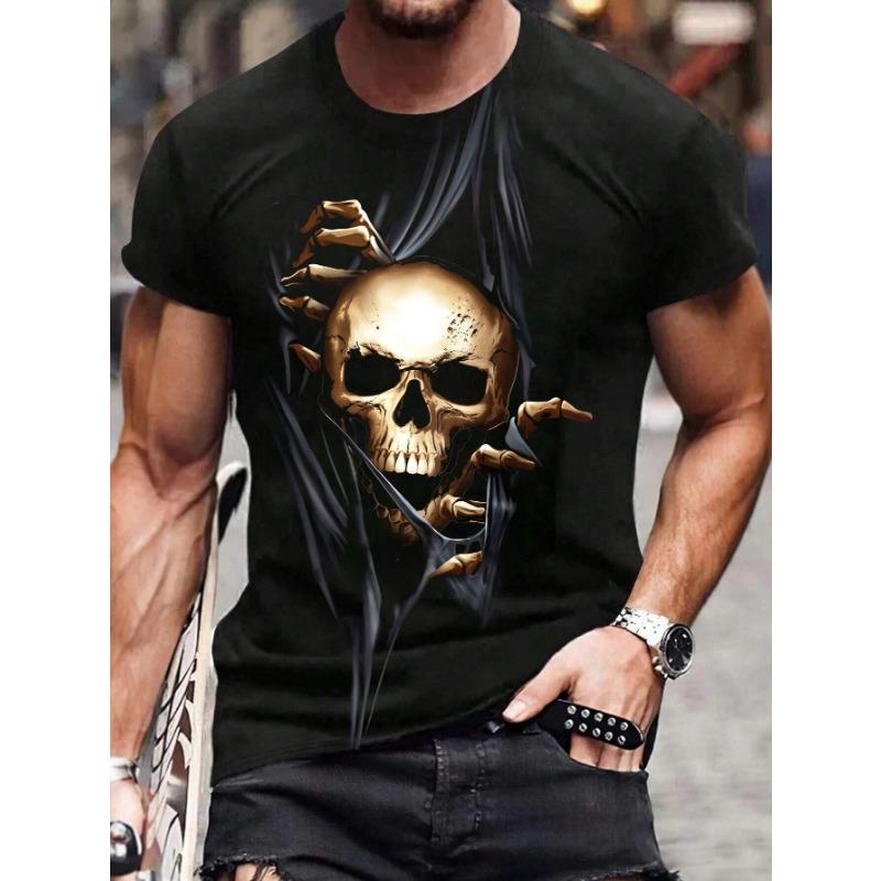Fashion Men's T Shirt vintage Skull Printed T-Shirt Harajuku Horror Short Sleeve t