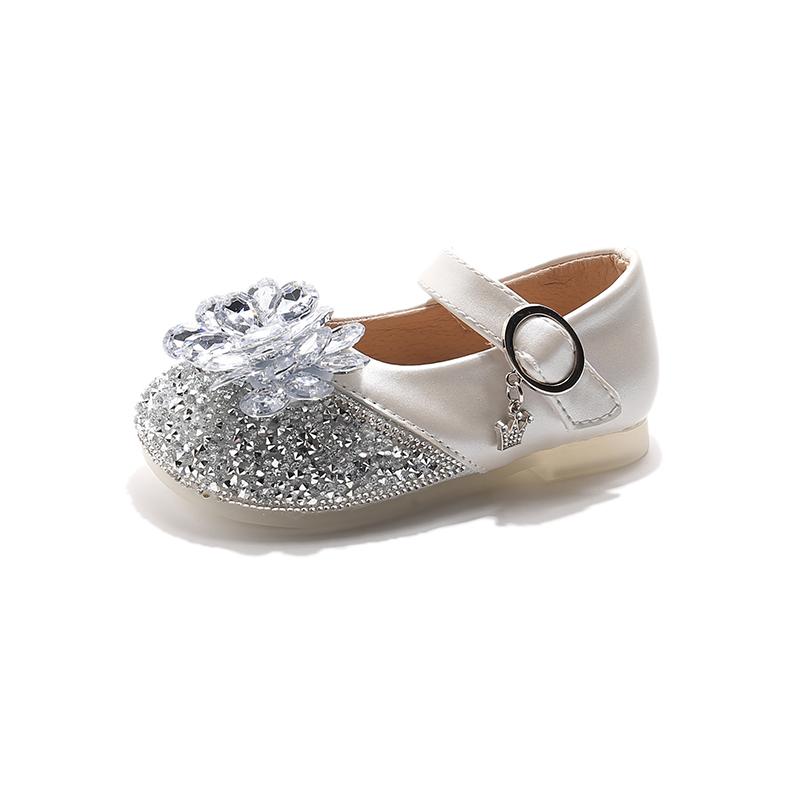 

Kids Shoes Children s Shoes Girls Princess Spring Autumn Rhinestone Leather Child Soft Soled Festival Party Baby Dress Shoes 25 бежевий