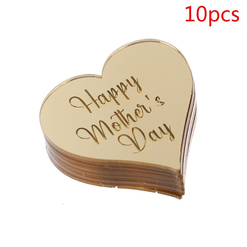 

10 шт., топпер для кекса с Днем матери, золотой акриловый топпер для торта на день рождения