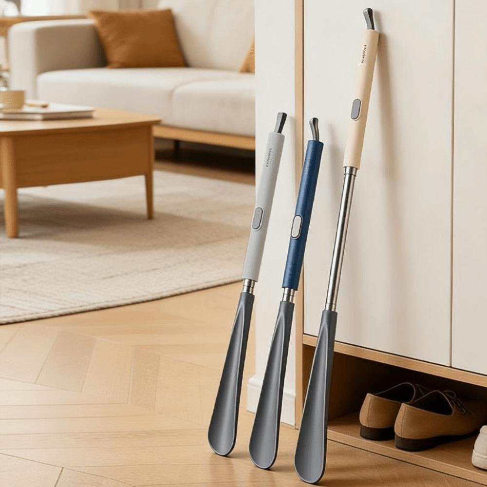 Portable Adjustable Length Long Shoehorn Hanging Useful Shoe Puller Stainless Steel Shoe Remover for Elderly, Pregnant Women