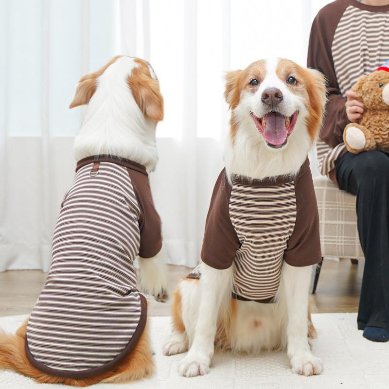 Pet Dog Cat Striped Cotton T-Shirt Two-Legged Outfit French Bulldog Corgi Small Medium Large Breeds