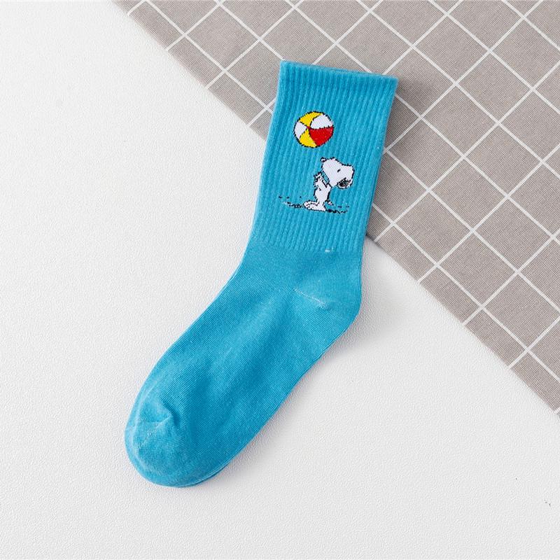 

Snoopy Women s Japanese Style Cotton Sports Socks - Autumn/Winter Mid-High Tube, Academy Style, Trendy. One Size синий