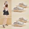 Explosive Hollowed-out Thick-soled Going Out Office Workers Fashionable Versatile Lazy Shoes 2025 Summer Bag Head Half Slippers Outer Wear Women
