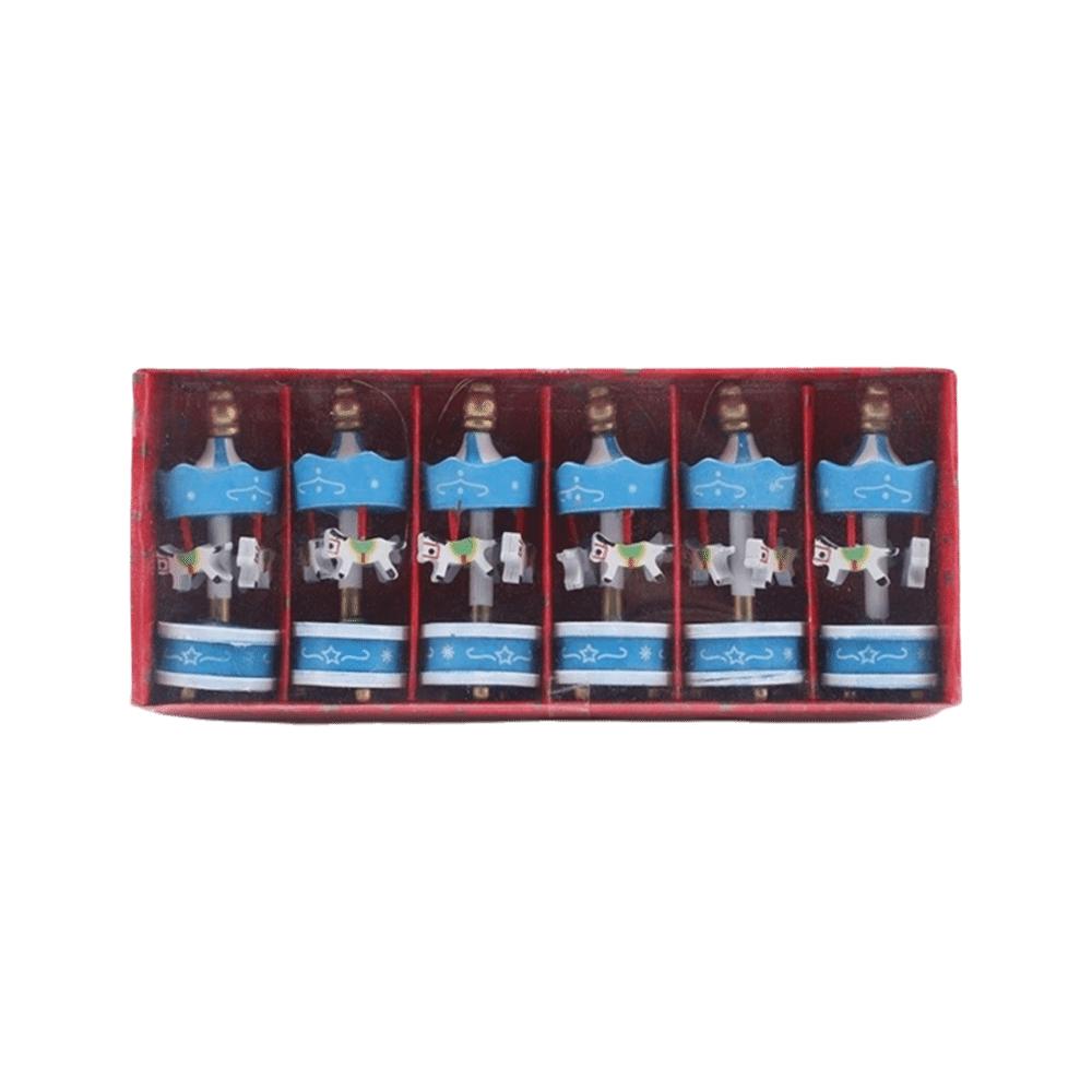 6Pcs Wooden Christmas Carousel Ornament New Year DIY Crafts Carousel Hanging Decor Exquisite Colorful Xmas Carousel Pendant