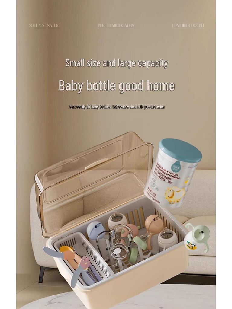 Cutlery & Bottle Drying Rack with Dustproof Lid for Baby Utensils