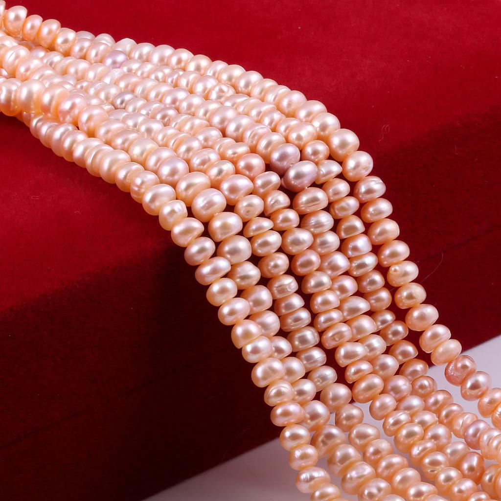 1String, Natural Freshwater Rondelle Pearl, 5-6mm White Loose Spacer Beads for Jewelry Making DIY Holiday Gift, Women's Crafts, 36cm