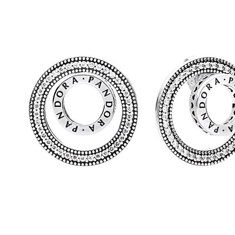 Pandora Buchstaben Logo Design 925 Silber Zirkonia Ohrringe Damenohrringe 297446CZ
