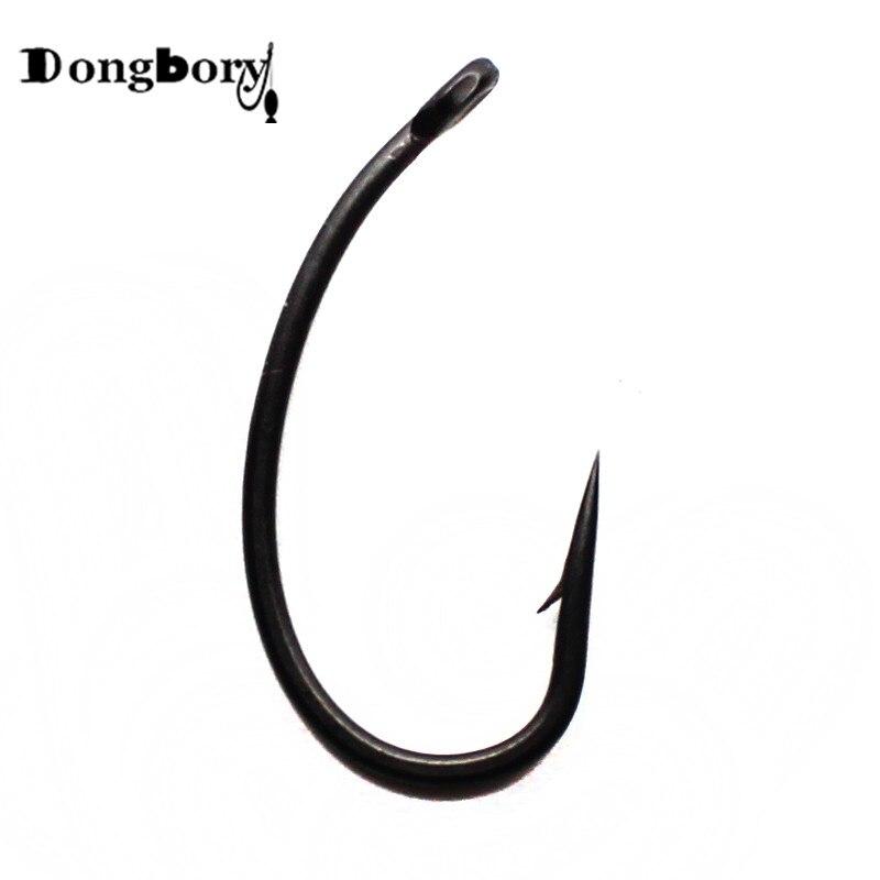 100 PZ Ami da Carpa con Gambo Curvo Rivestiti in Teflon con Ardiglione Forgiati Pesantemente Affilati Chimicamente Amo da Pesca alla Carpa Nero Opaco Punta dell'Amo