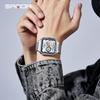 Luxury Men's Quartz Watch Fashion Square Case Week Date Display Waterproof with Silicone/Mesh Band Casual Wristwatch for Men