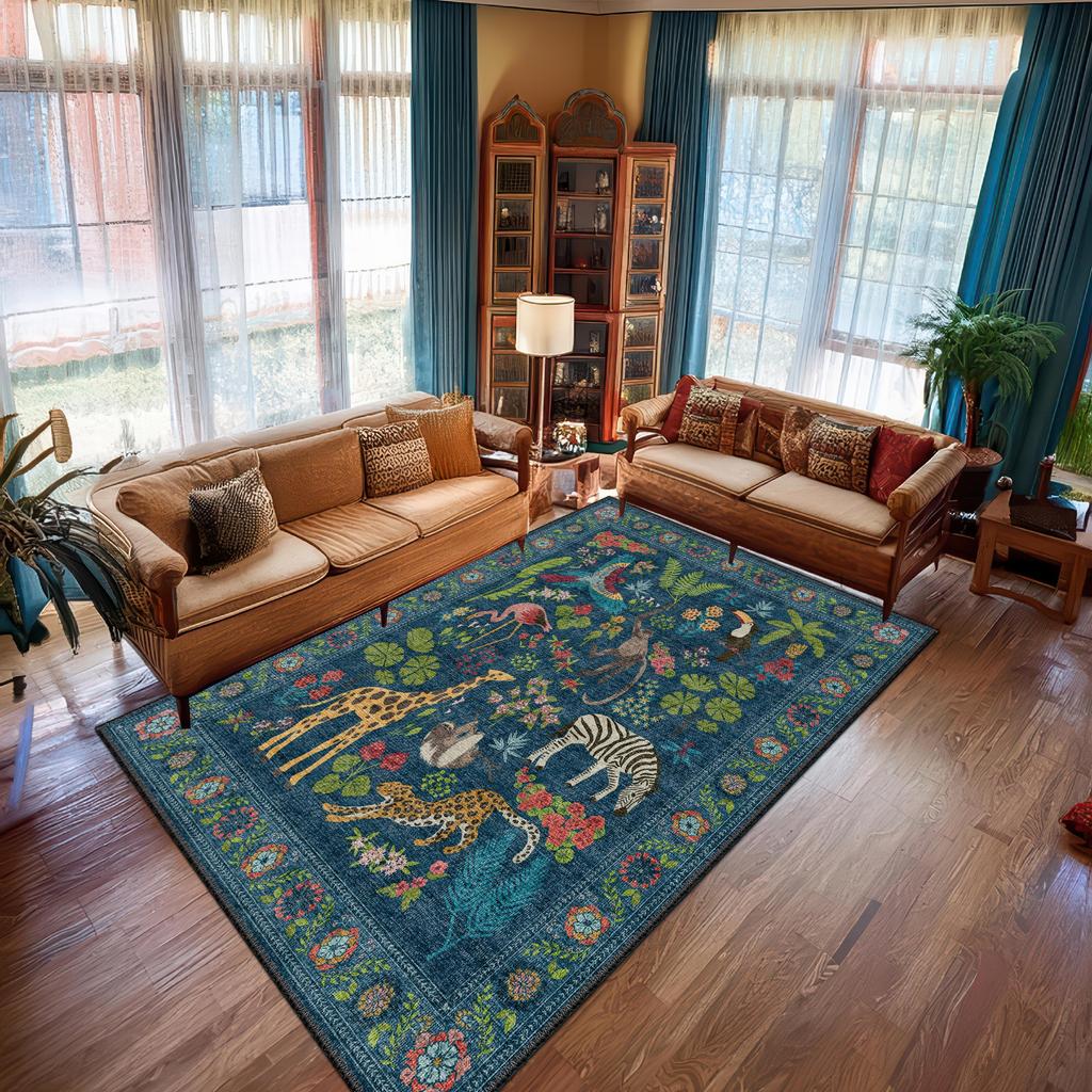 1pc Colorful Jungle Safari Animal DoorMat, Non-slip Carpet, Suitable for Living Room, Bedroom, Bathroom, Holiday Home Decorati