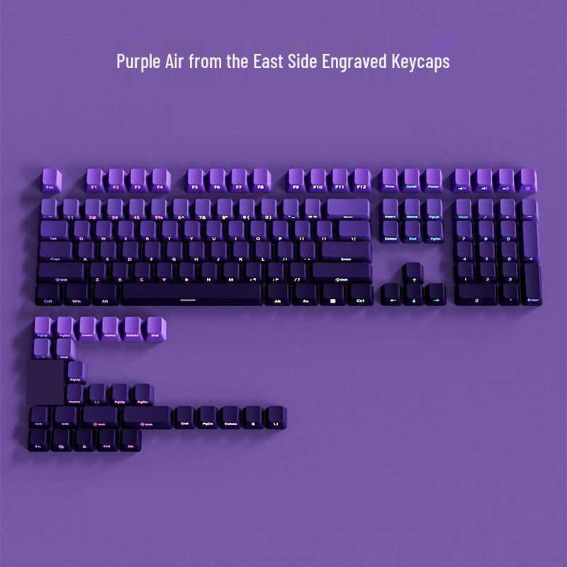 PBT Gradient Color Mechanical Keyboard Keycaps, Personalized Double Shot, Side Printed, Translucent, Five-Sided Dye Sublimation, Full Set
