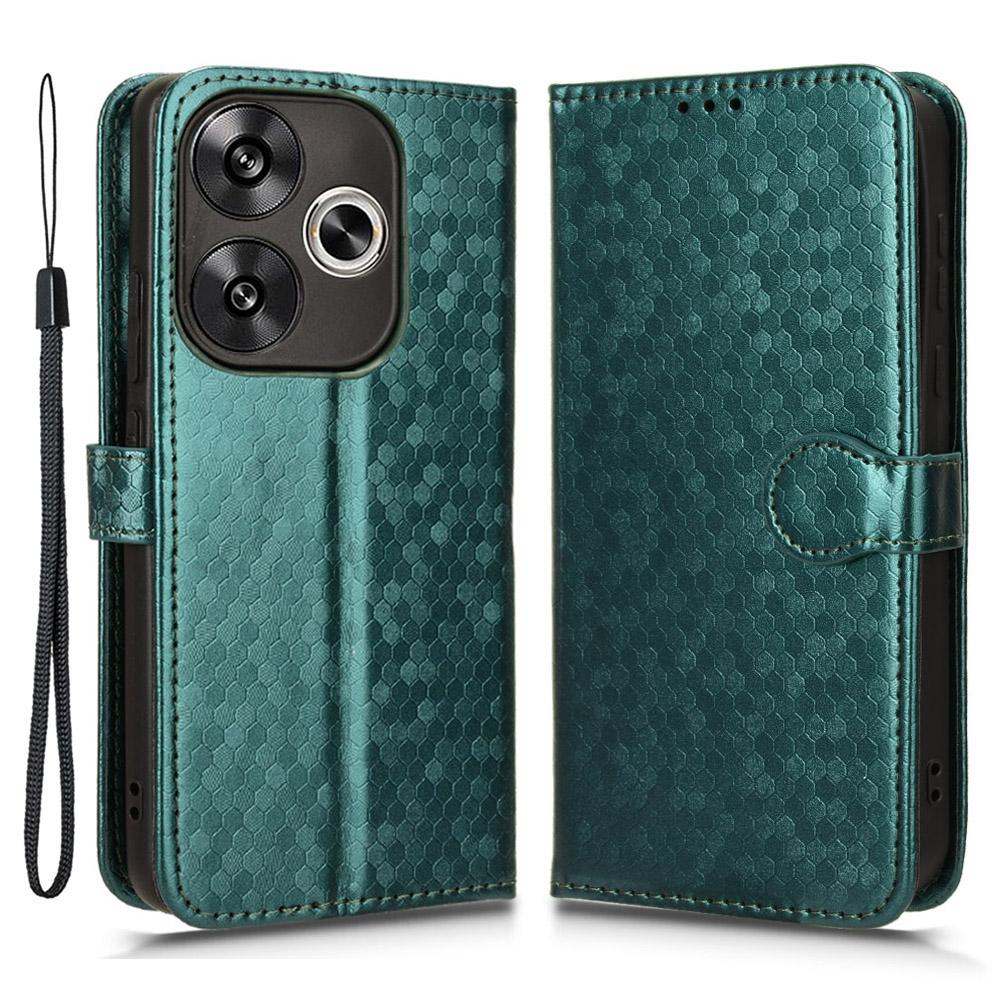 

For Xiaomi Redmi Turbo 3 5G/Poco F6 5G Leather Case 3 Card Holder Slots Dots Pattern Phone Cover Green