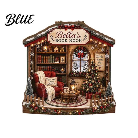 Wood Holiday Sign Wooden Christmas Table Sign Book Tree House Scarecrow Tabletop Rustic 2D Flat Decor for Mantel Shelf Desktop Seasonal Centerpiece