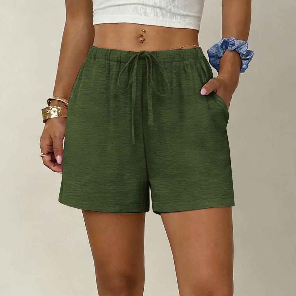 Women's Soft Cotton Linen Shorts Pockets Soft Button Closure No Zipper Slim Fit Shorts
